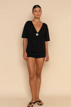 ELCE Swim Tops-INKA KNIT SHIRT - BLACK
